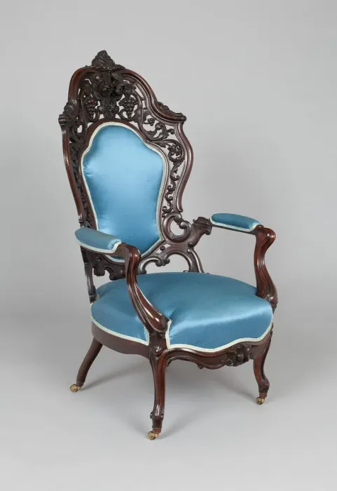 Framed Print : Armchair, 1856 / 65. Creator: John and Joseph W. Meeks Company Framed Print : Armchair, 1856 / 65. Creator: John and Joseph W. Meeks Company