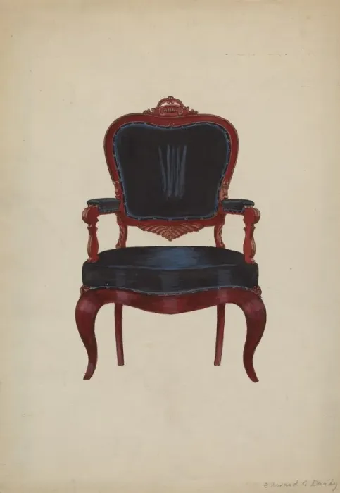 Framed Print : Armchair, 1935 / 1942. Creator: Edward A Darby Framed Print : Armchair, 1935 / 1942. Creator: Edward A Darby