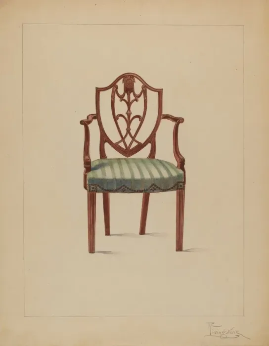 Framed Print : Armchair, 1935 / 1942. Creator: Rolland Livingstone Framed Print : Armchair, 1935 / 1942. Creator: Rolland Livingstone