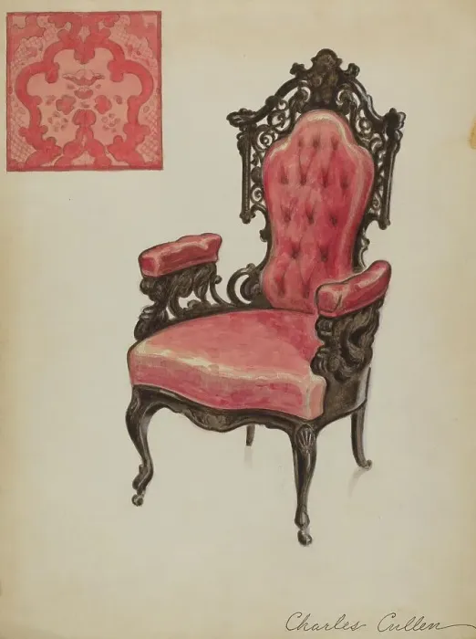 Framed Print : Armchair, c. 1936. Creator: Charles Cullen Framed Print : Armchair, c. 1936. Creator: Charles Cullen