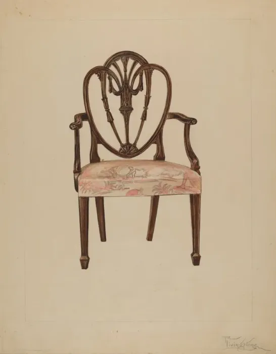 Framed Print : Armchair, c. 1936. Creator: Rolland Livingstone Framed Print : Armchair, c. 1936. Creator: Rolland Livingstone