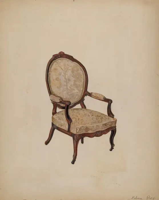 Framed Print : Armchair, c. 1937. Creator: Edna C. Rex Framed Print : Armchair, c. 1937. Creator: Edna C. Rex
