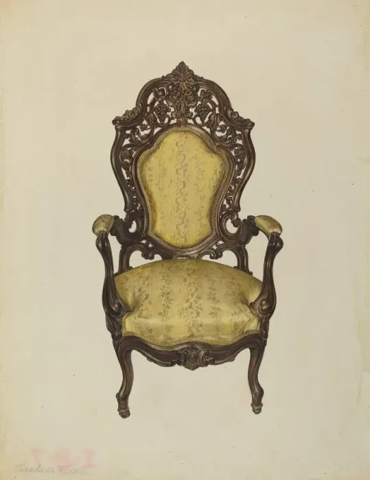 Framed Print : Armchair, c. 1937. Creator: Elisabeth Fulda Framed Print : Armchair, c. 1937. Creator: Elisabeth Fulda