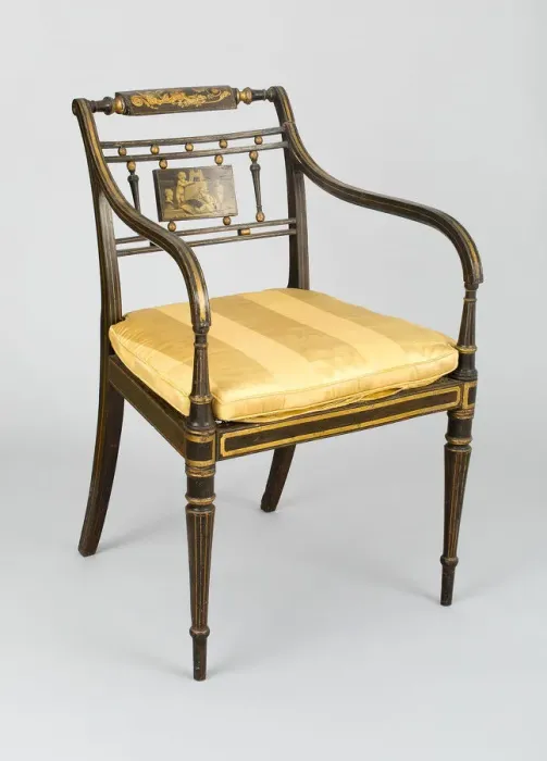 Framed Print : Armchair with Tablet: Putti Drawing, England, c. 1790 / 1800. Creator: John Gee Framed Print : Armchair with Tablet: Putti Drawing, England, c. 1790 / 1800. Creator: John Gee