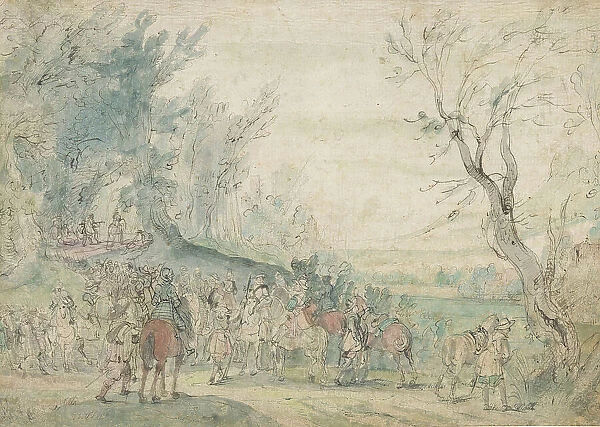 Armed horsemen at a forest edge, 1615-1635. Creator: Master of the Hermitage Sketchbook