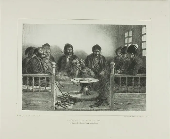 Framed Print : Armenians and Tartars in a Cafe, 1838. Creator: Auguste Raffet Framed Print : Armenians and Tartars in a Cafe, 1838. Creator: Auguste Raffet