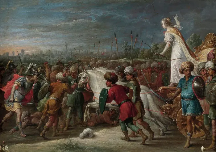 Framed Print : Armida in the battle against the Saracens, 1628-1630. Creator: Teniers, David, the Younger (1610-1690) Framed Print : Armida in the battle against the Saracens, 1628-1630. Creator: Teniers, David, the Younger (1610-1690)