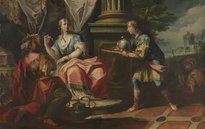 Framed Print : The arming of Erminia, between 1710 and 1767. Creator: Gaspare Diziani Framed Print : The arming of Erminia, between 1710 and 1767. Creator: Gaspare Diziani