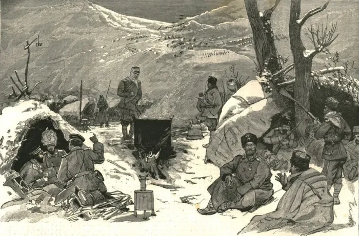 Framed Print : The Armistice, A Bulgarian encampment on the heights above Pirot, 1886. Creator: Unknown Framed Print : The Armistice, A Bulgarian encampment on the heights above Pirot, 1886. Creator: Unknown