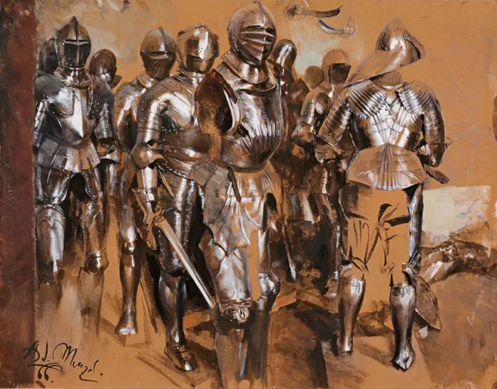 Framed Print : Armor Chamber Fantasy, 1866. Artist: Menzel, Adolph Friedrich, von (1815-1905) Framed Print : Armor Chamber Fantasy, 1866. Artist: Menzel, Adolph Friedrich, von (1815-1905)