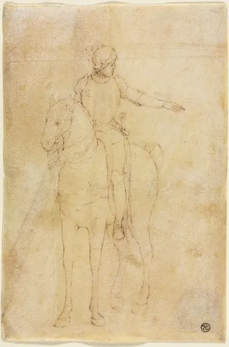 Framed Print : Armored Figure on Horseback, c. 1450. Creator: Vittore Carpaccio (Italian, 1455 / 65-1525 / 26) Framed Print : Armored Figure on Horseback, c. 1450. Creator: Vittore Carpaccio (Italian, 1455 / 65-1525 / 26)
