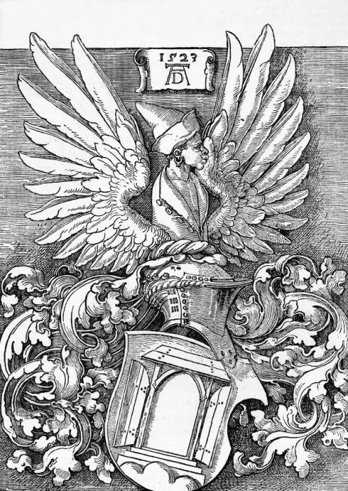 Framed Print : Armorial Bearings of the Durer Family, 1523, (1906). Artist: Albrecht Durer Framed Print : Armorial Bearings of the Durer Family, 1523, (1906). Artist: Albrecht Durer
