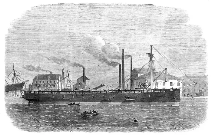 Framed Print : Armour-clad frigate built in the Clyde for the Danish government, 1864. Creator: Unknown Framed Print : Armour-clad frigate built in the Clyde for the Danish government, 1864. Creator: Unknown