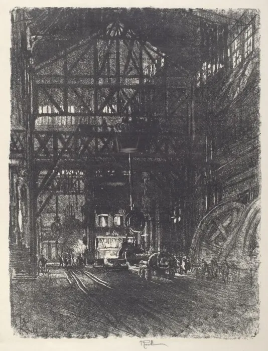 Framed Print : The Armour Plate Press, 1917. Creator: Joseph Pennell Framed Print : The Armour Plate Press, 1917. Creator: Joseph Pennell