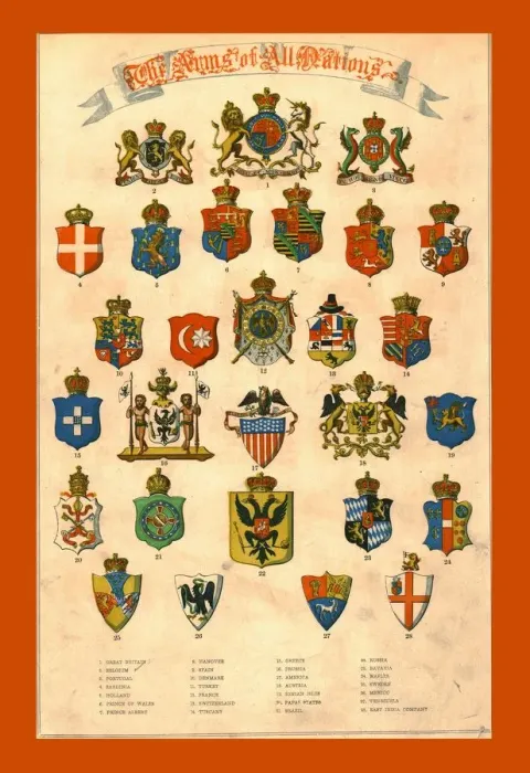 Framed Print : The Arms of All Nations, 1858. Creator: Unknown Framed Print : The Arms of All Nations, 1858. Creator: Unknown