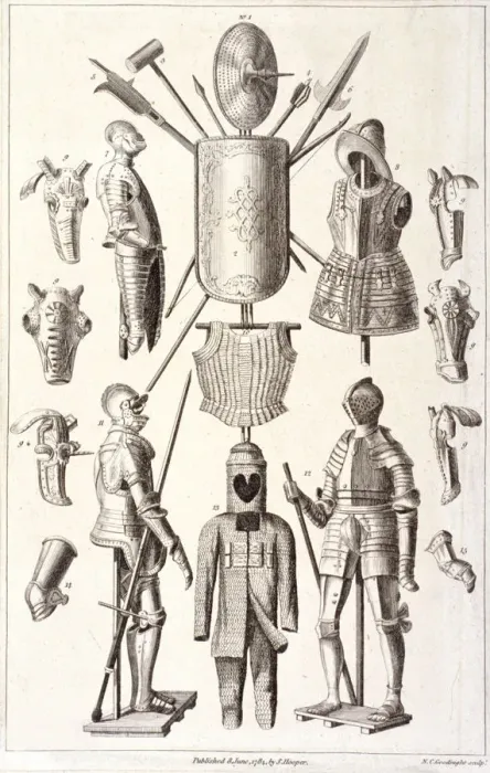 Framed Print : Arms and armour from the Tower of London, 1784. Artist: NC Goodnight Framed Print : Arms and armour from the Tower of London, 1784. Artist: NC Goodnight