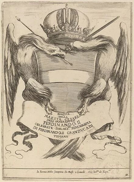 Arms with a Dedication to Grand Duke Ferdinand II. Creator: Stefano della Bella