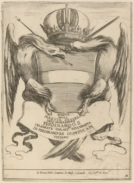 Framed Print : Arms with a Dedication to Grand Duke Ferdinand II. Creator: Stefano della Bella Framed Print : Arms with a Dedication to Grand Duke Ferdinand II. Creator: Stefano della Bella
