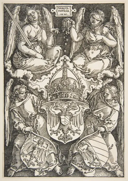 Framed Print : The Arms of the Empire and of Nuremberg, 1521. Creator: Albrecht Durer Framed Print : The Arms of the Empire and of Nuremberg, 1521. Creator: Albrecht Durer