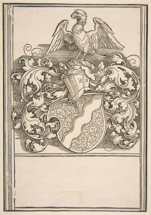 Framed Print : Arms of Michel Beheim. n. d. Creator: Albrecht Durer Framed Print : Arms of Michel Beheim. n. d. Creator: Albrecht Durer