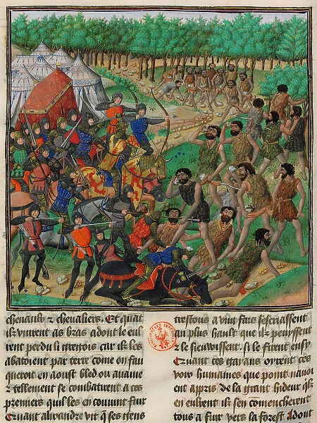 The army of Alexander the Great fights the Giants, 1448