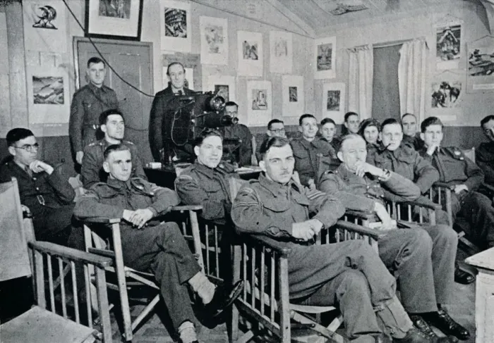 Framed Print : Army Art Group: Adrian Hill, R. B. A. R. O. I. lecturing on The Art and Aims of Picasso, 1944 Framed Print : Army Art Group: Adrian Hill, R. B. A. R. O. I. lecturing on The Art and Aims of Picasso, 1944