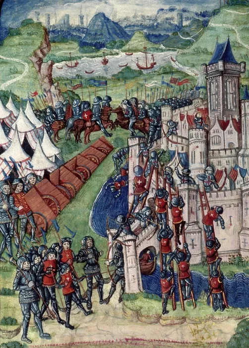 Framed Print : Army besieging a walled city, c1487. Creator: Unknown Framed Print : Army besieging a walled city, c1487. Creator: Unknown