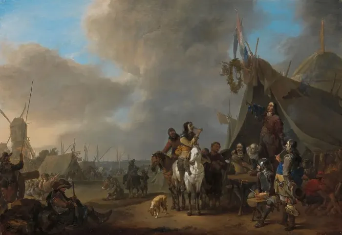 Framed Print : Army Camp, 1650-1674. Creator: Johannes Lingelbach Framed Print : Army Camp, 1650-1674. Creator: Johannes Lingelbach