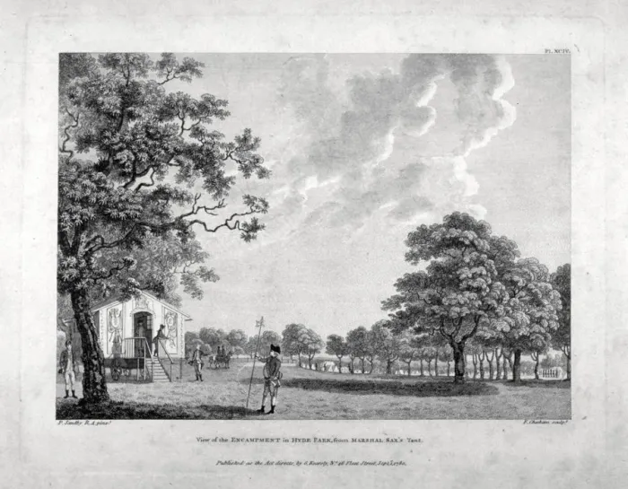 Framed Print : Army camp in Hyde Park, London, 1780. Artist Framed Print : Army camp in Hyde Park, London, 1780. Artist