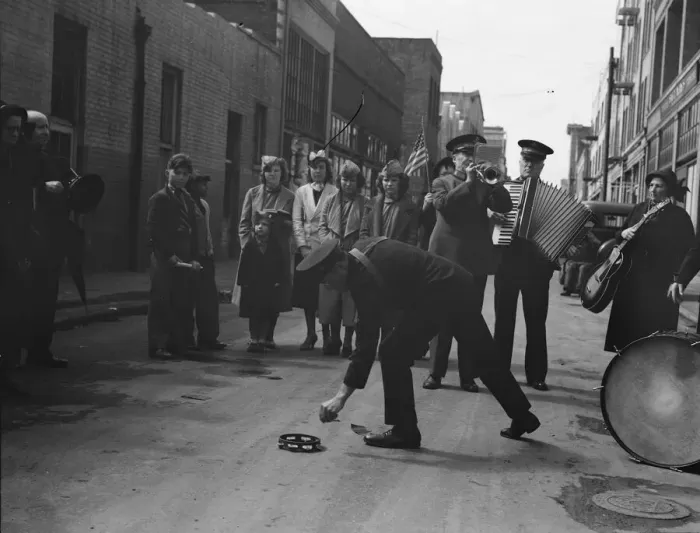 Framed Print : Army contributes first to the tambourine... Salvation Army, San Francisco, California, 1939. Creator: Dorothea Lange Framed Print : Army contributes first to the tambourine... Salvation Army, San Francisco, California, 1939. Creator: Dorothea Lange