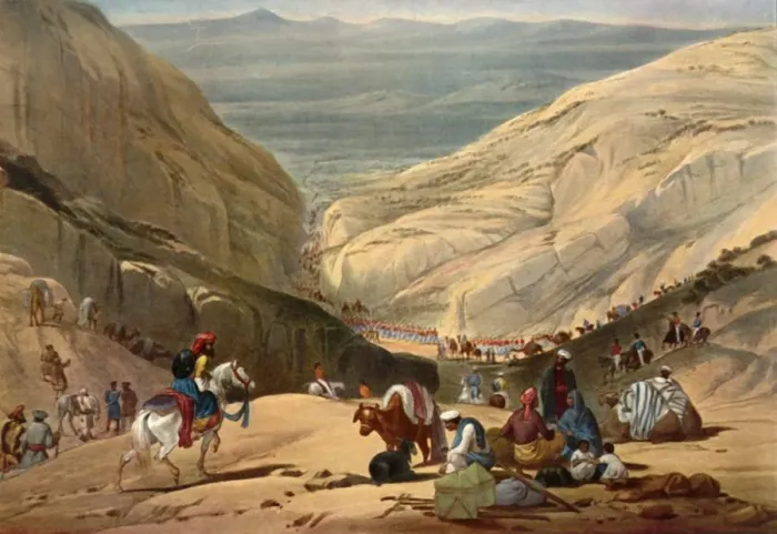 Framed Print : Army Emerging from the Shutargardan Pass into the Logar Valley, c1840, (1901). Creator Framed Print : Army Emerging from the Shutargardan Pass into the Logar Valley, c1840, (1901). Creator