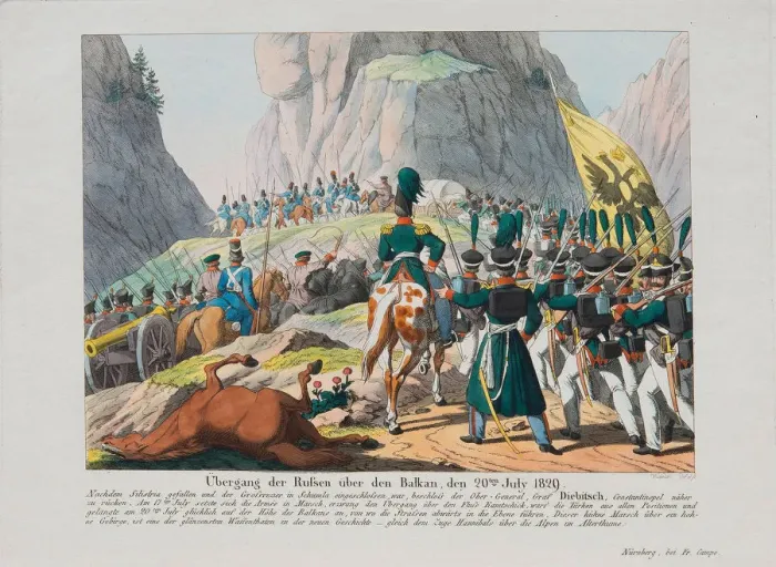 Framed Print : The Army of Graf Ivan Ivanovich Diebitsch crossing the Balkans, c. 1830. Artist: Campe, August Friedrich Andreas (1777-1846) Framed Print : The Army of Graf Ivan Ivanovich Diebitsch crossing the Balkans, c. 1830. Artist: Campe, August Friedrich Andreas (1777-1846)