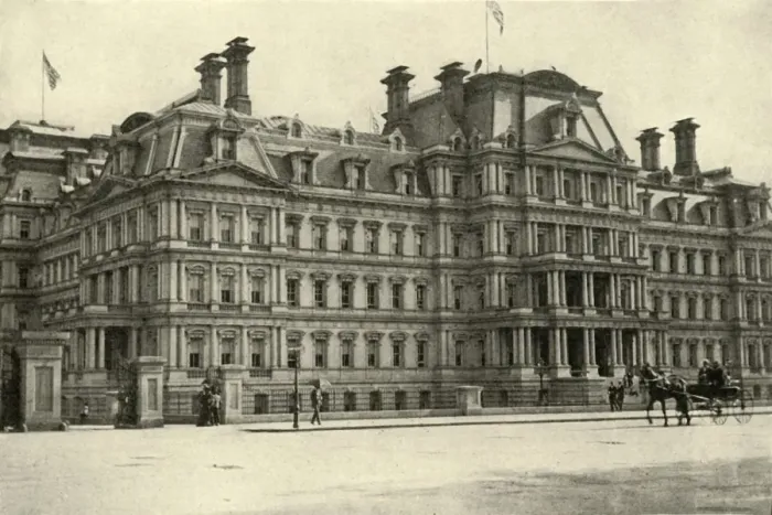 Framed Print : Army and Navy Building, June 4th, 1898, (1899). Creator: Burr McIntosh Framed Print : Army and Navy Building, June 4th, 1898, (1899). Creator: Burr McIntosh