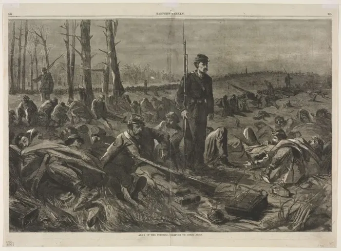 Framed Print : Army of othe Potomac - Sleeping on Their Arms, 1864. Creator: Winslow Homer (American, 1836-1910) Framed Print : Army of othe Potomac - Sleeping on Their Arms, 1864. Creator: Winslow Homer (American, 1836-1910)