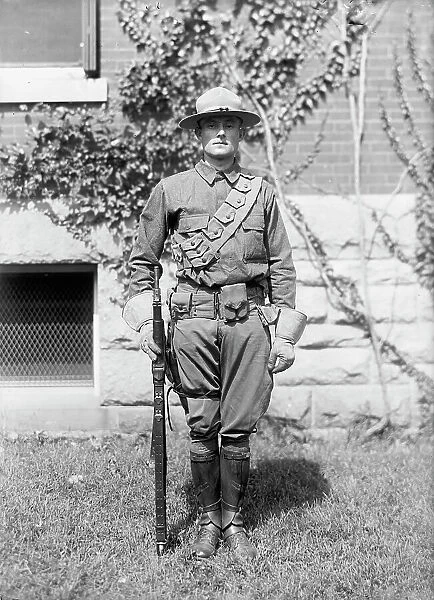 Army, U.S. Equipment On Soldier, 1916. Creator: Harris & Ewing. Army, U.S. Equipment On Soldier, 1916. Creator: Harris & Ewing