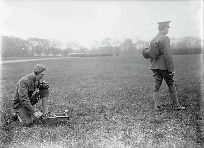 Framed Print : Army, U.S. Field Buzzer, 1915. Creator: Harris & Ewing. Army, U.S. Field Buzzer, 1915. Creator: Harris & Ewing Framed Print : Army, U.S. Field Buzzer, 1915. Creator: Harris & Ewing. Army, U.S. Field Buzzer, 1915. Creator: Harris & Ewing