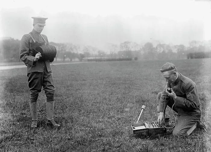 Framed Print : Army, U.S. Field Buzzer, 1915. Creator: Harris & Ewing. Army, U.S. Field Buzzer, 1915. Creator: Harris & Ewing Framed Print : Army, U.S. Field Buzzer, 1915. Creator: Harris & Ewing. Army, U.S. Field Buzzer, 1915. Creator: Harris & Ewing
