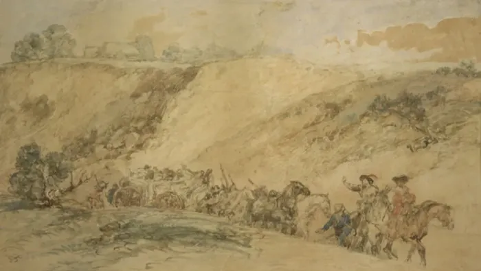 Framed Print : Army Waggons in a Ravine, c1837-1897. Artist Framed Print : Army Waggons in a Ravine, c1837-1897. Artist