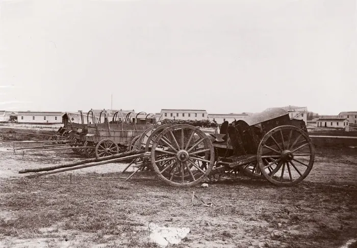 Framed Print : Army Wagon and Forge, City Point, Virginia, 1861-65. Creator: Andrew Joseph Russell Framed Print : Army Wagon and Forge, City Point, Virginia, 1861-65. Creator: Andrew Joseph Russell