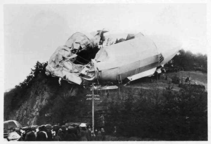 Framed Print : Army Zeppelin Z2 (LZ5) stranded near Weilburg during a storm, Germany, 1910 (1933) Framed Print : Army Zeppelin Z2 (LZ5) stranded near Weilburg during a storm, Germany, 1910 (1933)