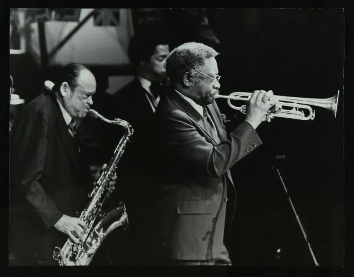 Framed Print : Arnett Cobb and Wallace Davenport playing at the Capital Radio Jazz Festival, Knebworth, 1981 Framed Print : Arnett Cobb and Wallace Davenport playing at the Capital Radio Jazz Festival, Knebworth, 1981