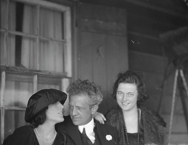 Arnold Genthe with two women friends on the porch of his bungalow in Long Beach, N.Y. c1911-c1942. Creator: Arnold Genthe