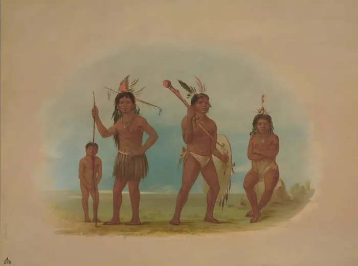 Framed Print : Four Arowak Indians, 1854 / 1869. Creator: George Catlin Framed Print : Four Arowak Indians, 1854 / 1869. Creator: George Catlin