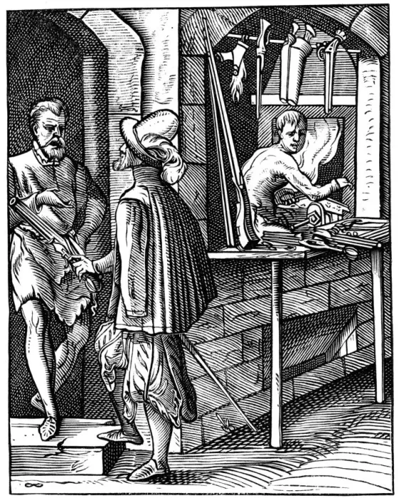 Framed Print : Arquebusier, 16th century (1849). Artist: Jost Amman Framed Print : Arquebusier, 16th century (1849). Artist: Jost Amman