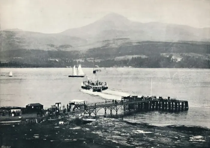 Framed Print : Arran - Brodick Pier and Goatfell, 1895 Framed Print : Arran - Brodick Pier and Goatfell, 1895