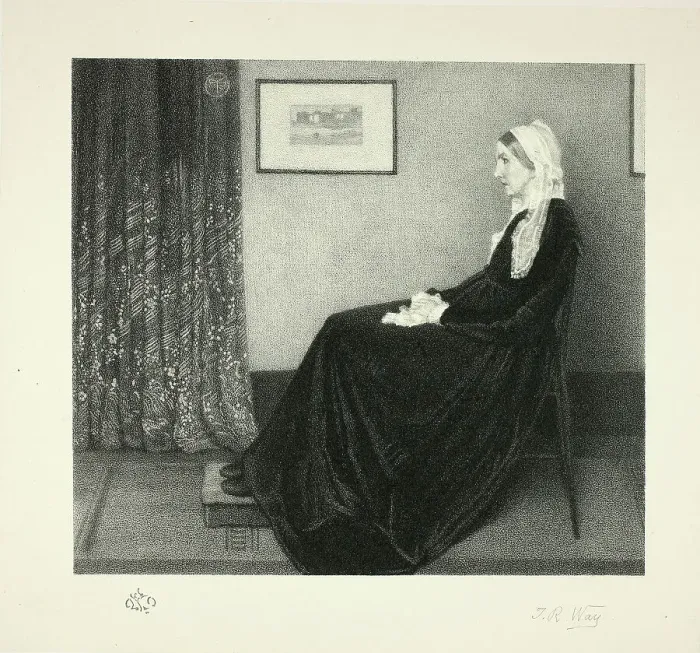 Framed Print : Arrangement in Grey and Black: Portrait of the Artist's Mother, after Whistler, 1892. Creator: Thomas Robert Way Framed Print : Arrangement in Grey and Black: Portrait of the Artist's Mother, after Whistler, 1892. Creator: Thomas Robert Way
