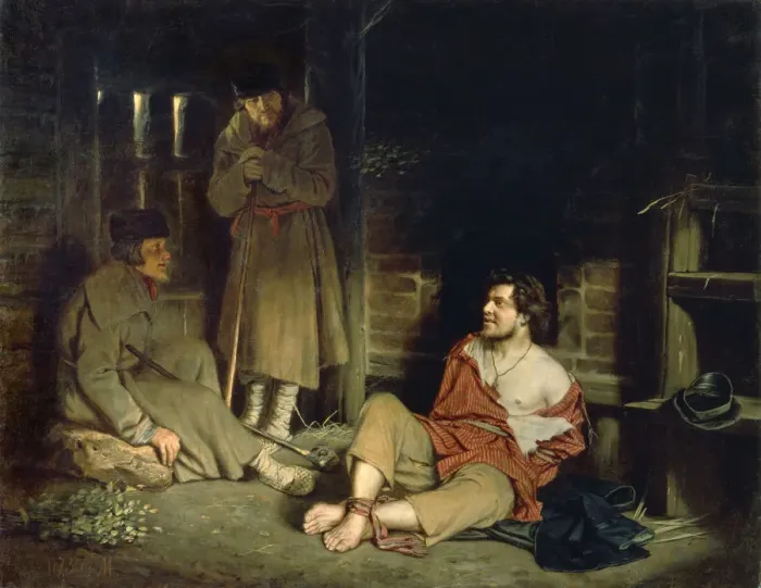 Framed Print : An Arrant Knave (Arrested person), 1873. Artist: Perov, Vasili Grigoryevich (1834-1882) Framed Print : An Arrant Knave (Arrested person), 1873. Artist: Perov, Vasili Grigoryevich (1834-1882)