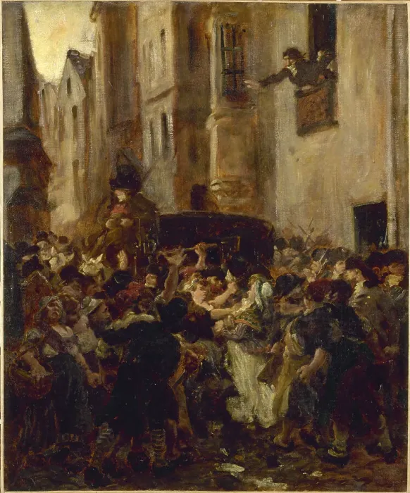Framed Print : Arrest of Charlotte Corday, after the murder of Marat, c1853. Creator: Alfred Dehodencq Framed Print : Arrest of Charlotte Corday, after the murder of Marat, c1853. Creator: Alfred Dehodencq