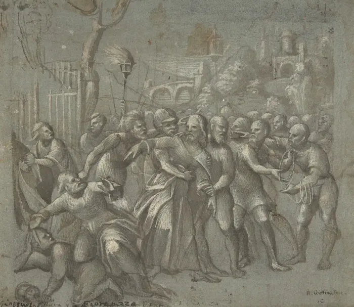 Framed Print : The Arrest of Christ, ca. 1545-46. Creator: Niccolo Giolfino Framed Print : The Arrest of Christ, ca. 1545-46. Creator: Niccolo Giolfino