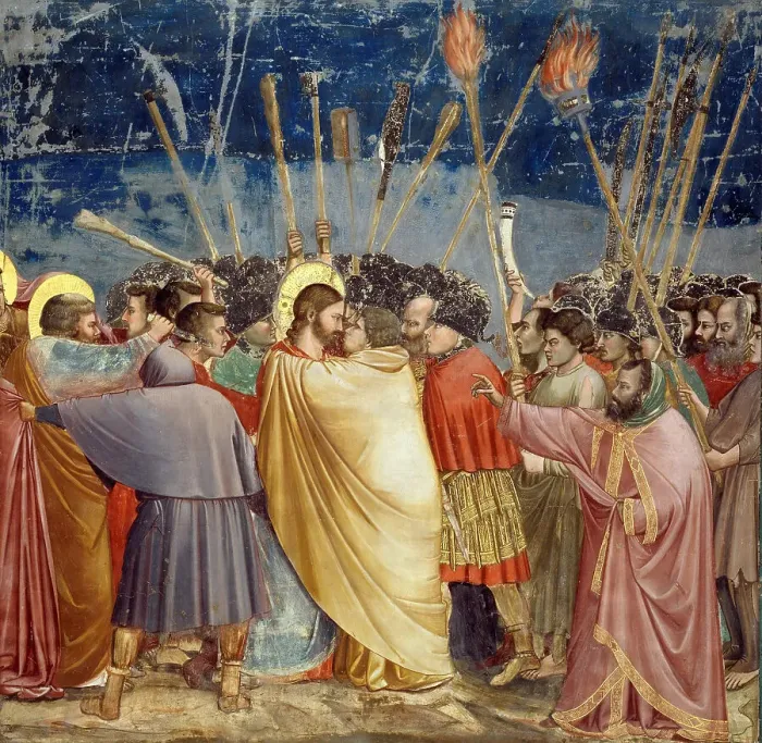 Framed Print : The Arrest of Christ (Kiss of Judas) (From the cycles of The Life of Christ), 1304-1306. Creator: Giotto di Bondone (1266-1377) Framed Print : The Arrest of Christ (Kiss of Judas) (From the cycles of The Life of Christ), 1304-1306. Creator: Giotto di Bondone (1266-1377)